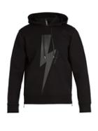 Matchesfashion.com Neil Barrett - Lightning Bolt Jersey Hooded Sweatshirt - Mens - Black
