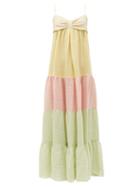 Matchesfashion.com Lisa Marie Fernandez - St Tropez Metallic Linen-blend Gauze Maxi Dress - Womens - Multi