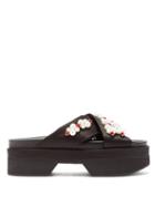 Matchesfashion.com Simone Rocha - Pearl And Crystal Embellished Platform Sandals - Womens - Black Multi