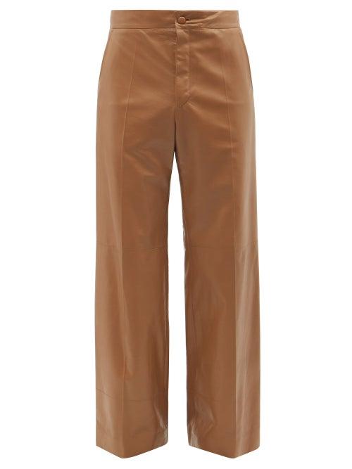 Gucci - Leather Wide-leg Suit Trousers - Mens - Brown