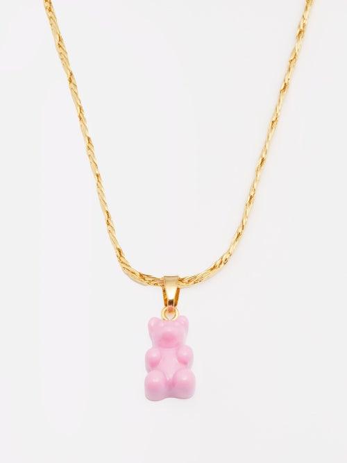 Crystal Haze - Nostalgia Bear 18kt Gold-plated Necklace - Womens - Pink Multi