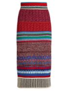 Burberry Striped Contrast-knit Midi Skirt