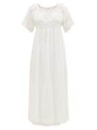 Matchesfashion.com Mimi Prober - Maria Lace-panel Organic-cotton Midi Dress - Womens - White