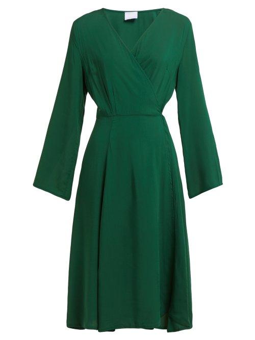 Matchesfashion.com Bower - Bianca Midi Length Wrap Dress - Womens - Dark Green