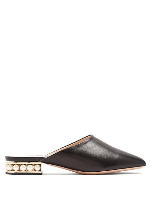 Matchesfashion.com Nicholas Kirkwood - Casati Pearl Heeled Leather Loafers - Womens - Black