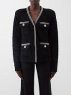 Self-portrait - Crystal-embellished Boucl Cardigan - Womens - Black