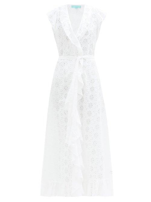 Matchesfashion.com Melissa Odabash - Brianna Ruffled Broderie-anglaise Maxi Wrap Dress - Womens - White