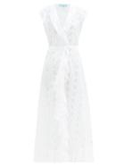 Matchesfashion.com Melissa Odabash - Brianna Ruffled Broderie-anglaise Maxi Wrap Dress - Womens - White