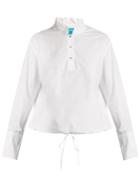 M.i.h Jeans Ruffled-collar Drawstring-hem Cotton Shirt