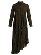 Matchesfashion.com Palmer//harding - Asymmetric Checked Wool Blend Shirtdress - Womens - Black Multi