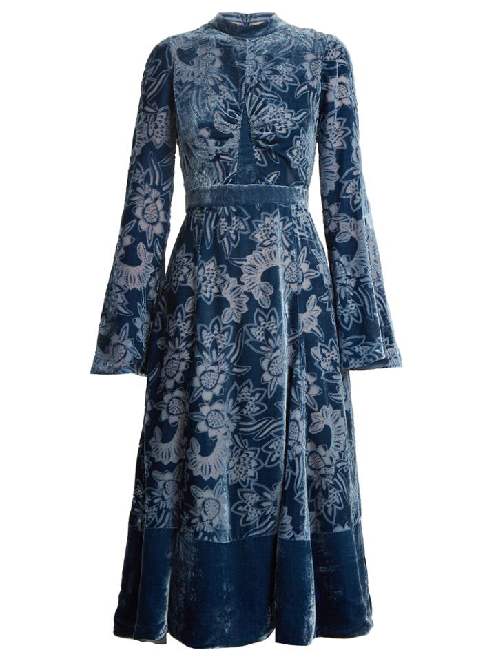 Erdem Christina High-neck Velvet-devor Dress