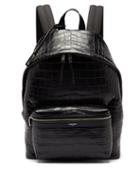 Matchesfashion.com Saint Laurent - City Crocodile-effect Leather Backpack - Mens - Black