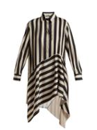 Matchesfashion.com Marques'almeida - Striped Asymmetric Satin Shirt Dress - Womens - Black White