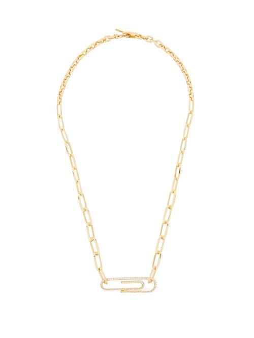 Matchesfashion.com Lizzie Mandler - Paperclip Diamond Pav & 18kt Gold Choker Necklace - Womens - Gold