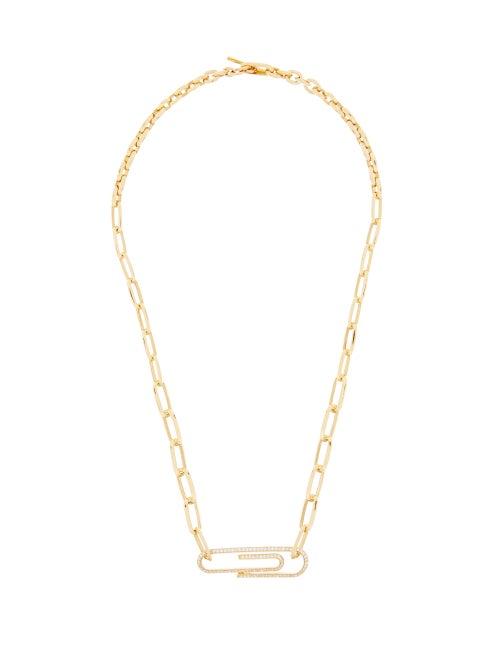 Matchesfashion.com Lizzie Mandler - Paperclip Diamond Pav & 18kt Gold Choker Necklace - Womens - Gold