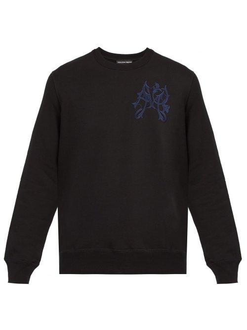 Matchesfashion.com Alexander Mcqueen - Logo Embroidered Cotton Sweatshirt - Mens - Black