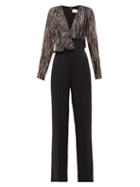 Matchesfashion.com Peter Pilotto - Metallic Fil-coup Silk-blend Jumpsuit - Womens - Black