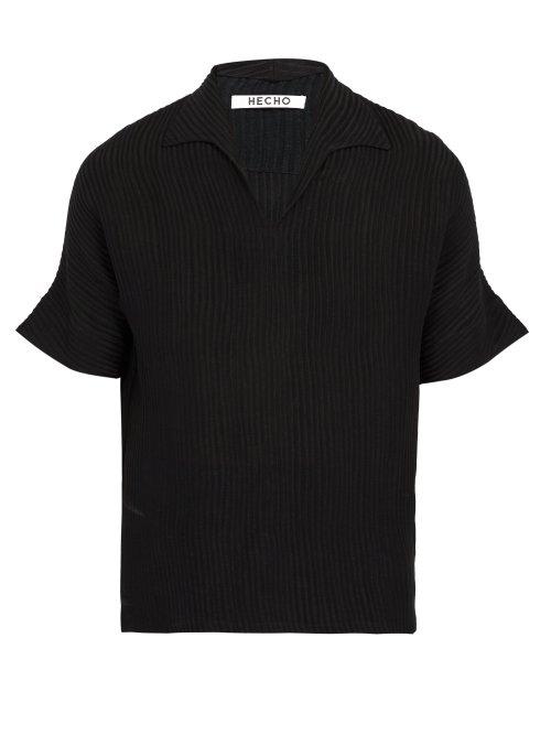 Matchesfashion.com Hecho - Ribbed Silk Blend Shirt - Mens - Black