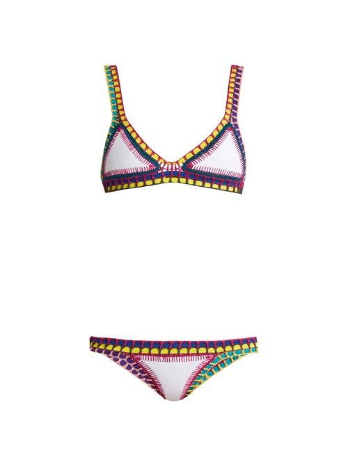Matchesfashion.com Kiini - Yaz Crochet Trimmed Triangle Bikini - Womens - White Multi