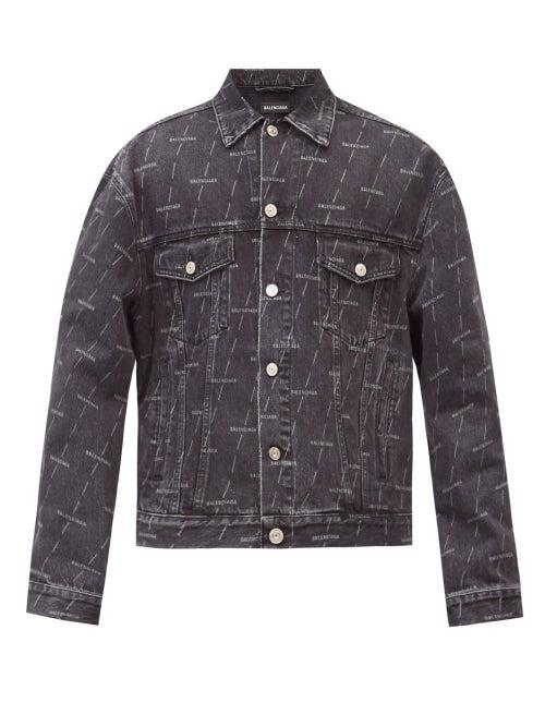 Matchesfashion.com Balenciaga - Logo-print Denim Jacket - Mens - Black