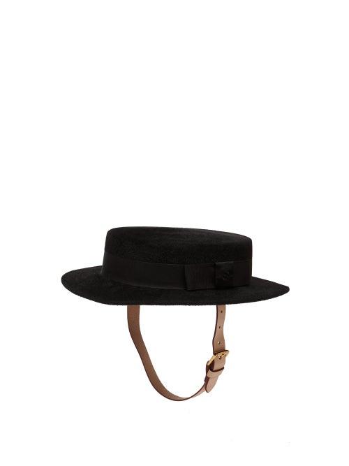 Matchesfashion.com Gucci - Leather-trimmed Felt Fedora Hat - Mens - Black