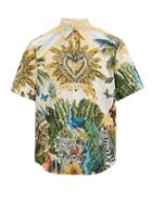 Matchesfashion.com Dolce & Gabbana - Tropical Print Cotton Poplin Shirt - Mens - Multi
