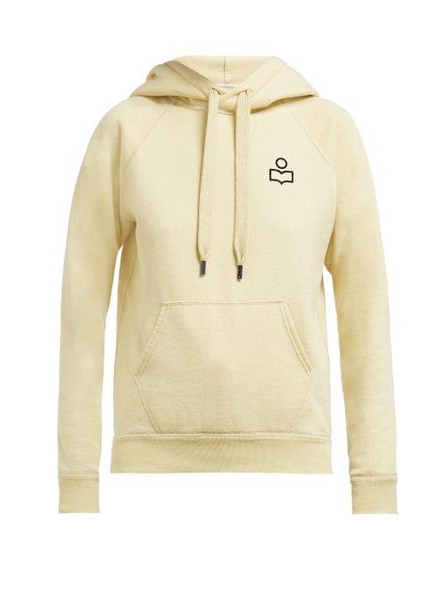 Matchesfashion.com Isabel Marant Toile - Malibu Flocked Logo Cotton Blend Hooded Sweatshirt - Womens - Light Yellow