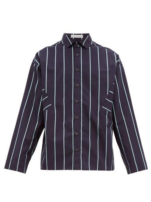 Matchesfashion.com Palmer//harding - Sam Striped Cotton Poplin Shirt - Mens - Navy Multi