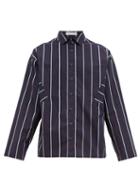 Matchesfashion.com Palmer//harding - Sam Striped Cotton Poplin Shirt - Mens - Navy Multi