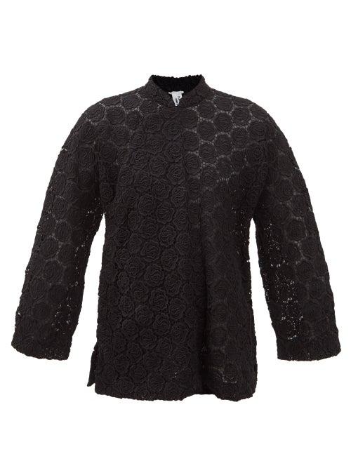 Comme Des Garons Comme Des Garons - Floral-lace Cotton-blend Blouse - Womens - Black