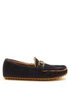 Matchesfashion.com Gucci - Shearling Lined Driving Loafers - Mens - Navy