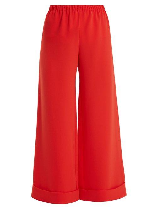 Matchesfashion.com Dovima Paris - Cruz Wide Leg Crepe Cady Trousers - Womens - Red