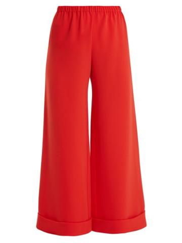 Matchesfashion.com Dovima Paris - Cruz Wide Leg Crepe Cady Trousers - Womens - Red