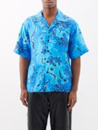 Marni - Cuban-collar Floral-print Shirt - Mens - Blue Multi