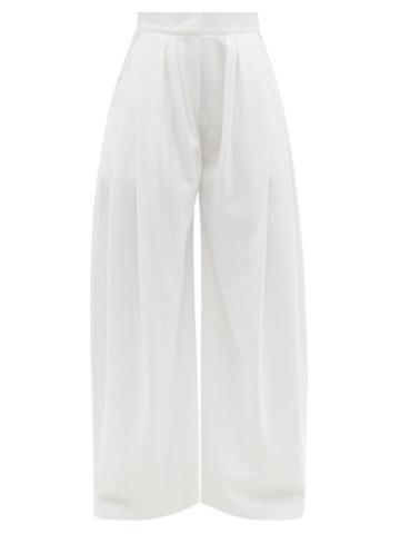 Ladies Rtw Vika 2.0 - High-rise Pleated Tencel-blend Wide-leg Trousers - Womens - White