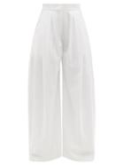 Ladies Rtw Vika 2.0 - High-rise Pleated Tencel-blend Wide-leg Trousers - Womens - White