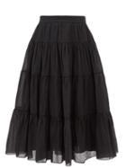 Loup Charmant - Fontelli Tiered Cotton-poplin Midi Skirt - Womens - Black