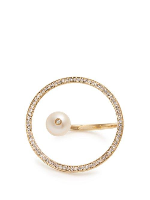 Matchesfashion.com Anissa Kermiche - Reine Diamond, Pearl & Yellow Gold Ring - Womens - Gold