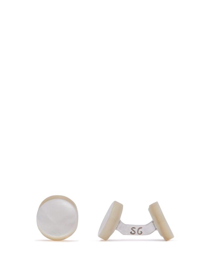 Samuel Gassmann Tinted Mother-of-pearl And Silver Cufflinks