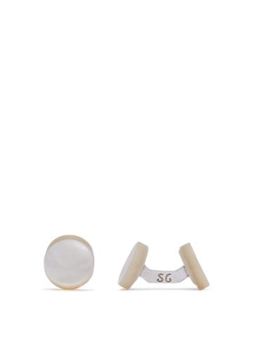 Samuel Gassmann Tinted Mother-of-pearl And Silver Cufflinks