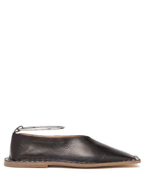 Matchesfashion.com Jil Sander - Studded Square Toe Ballet Flats - Womens - Black