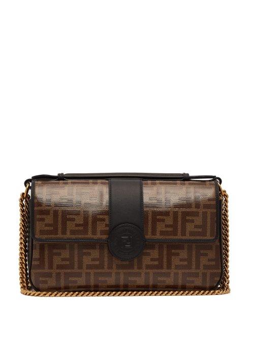 Matchesfashion.com Fendi - Double F Leather Baguette Bag - Womens - Black Brown