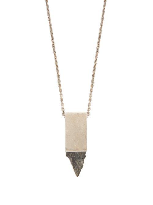 Matchesfashion.com Parts Of Four - Arrowhead Amulet Cuboid Pendant - Mens - Silver Multi