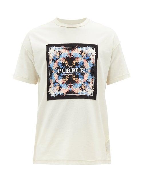 Purple Brand - True Vine Cotton-jersey T-shirt - Mens - Cream Multi