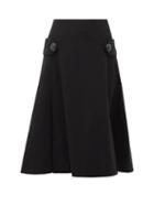 Matchesfashion.com Loewe - Pleated A-line Wool Skirt - Womens - Black
