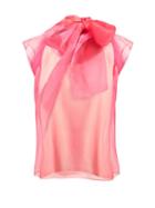 Matchesfashion.com Prada - Tie Neck Organza Top - Womens - Pink