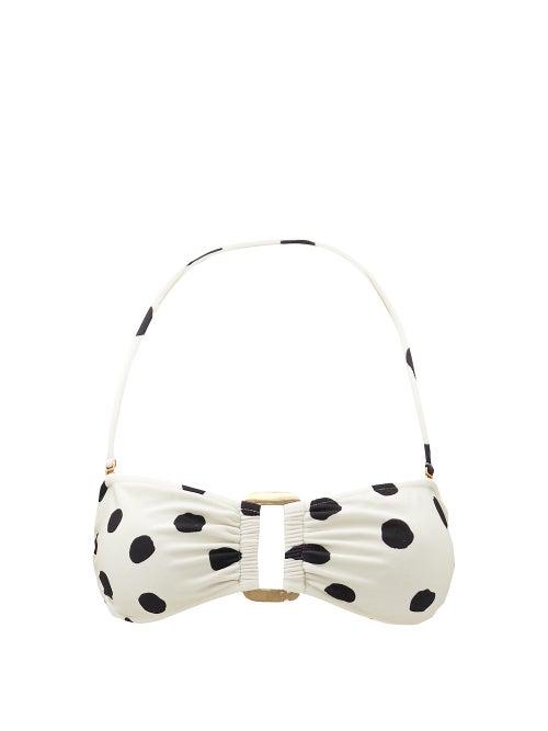 Matchesfashion.com Adriana Degreas - Polka-dot Bandeau Bikini Top - Womens - Cream Print