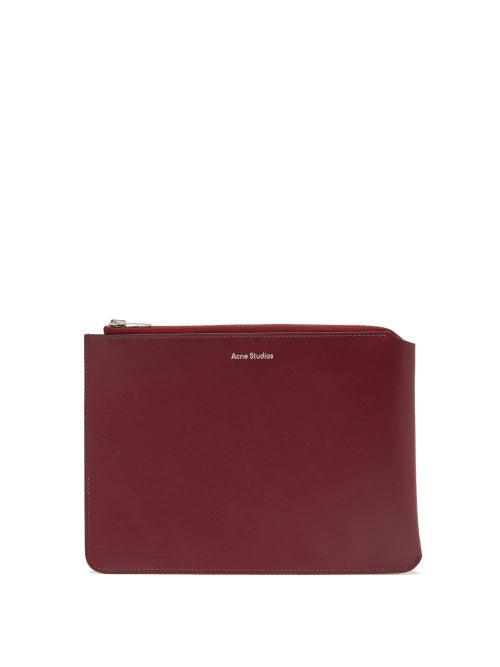 Matchesfashion.com Acne Studios - Malachite Small Leather Pouch - Womens - Burgundy