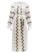 Matchesfashion.com Vita Kin - Zanzibar Embroidered Linen Dress - Womens - White Multi
