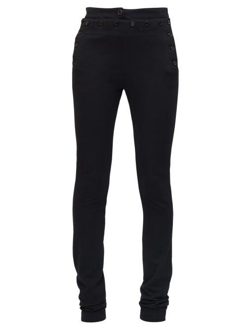 Matchesfashion.com Ann Demeulemeester - Sailor-button Cady Slim-leg Trousers - Womens - Black